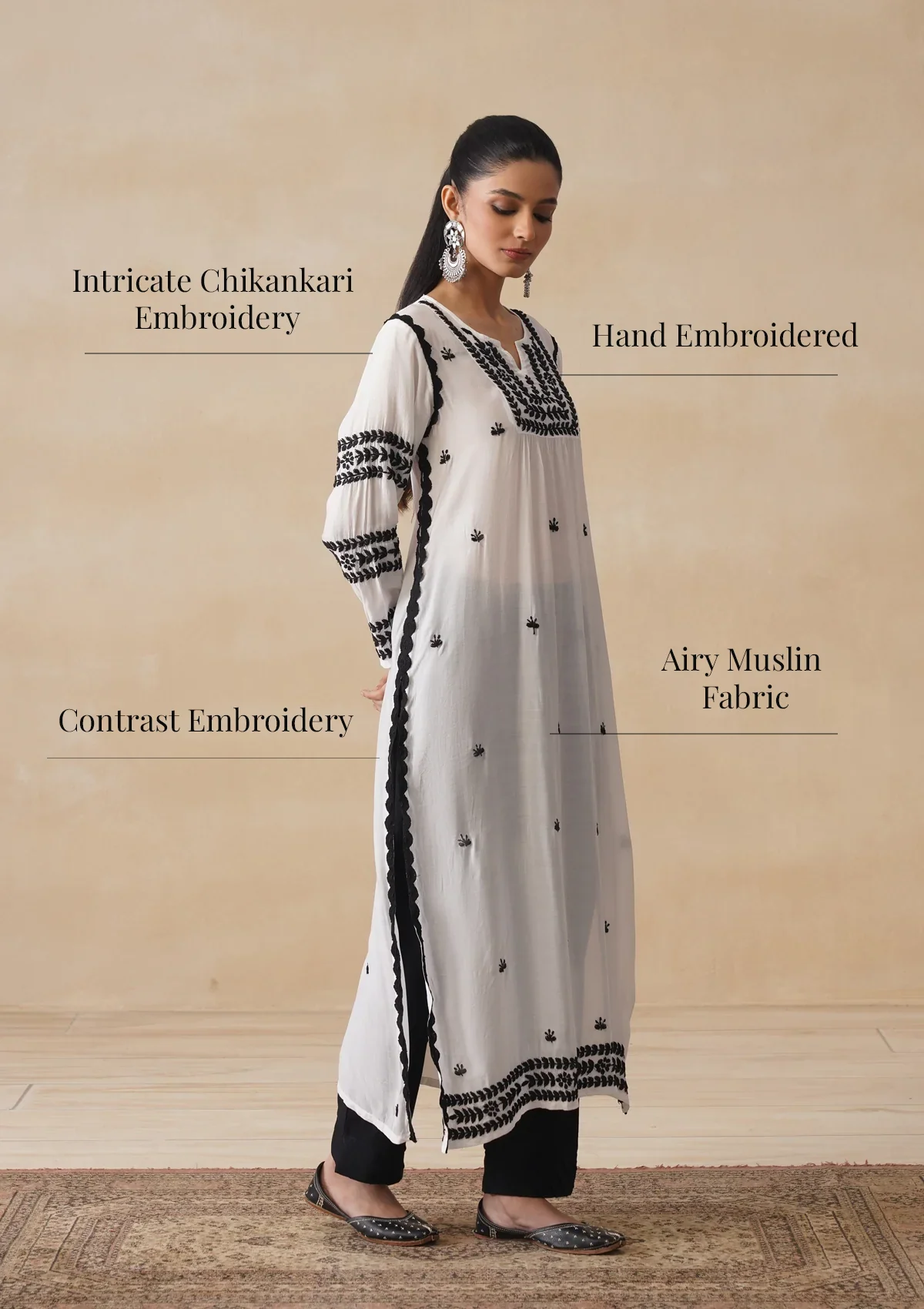 Sona Chikankari Muslin Straight Kurta - Image 7