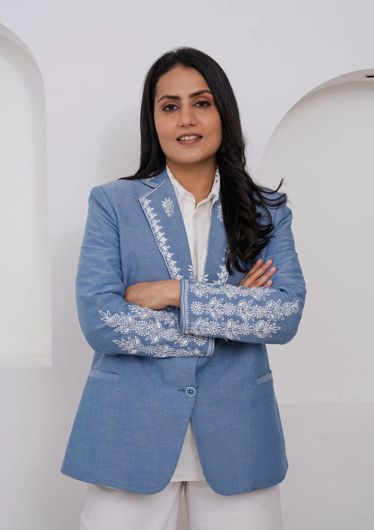HOC Crafted Chikankari Women's Blazer - Image 4