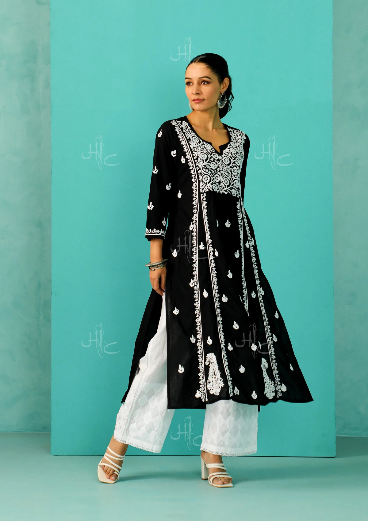 Chandni Chikankari Cotton A-line Kurta - Image 3