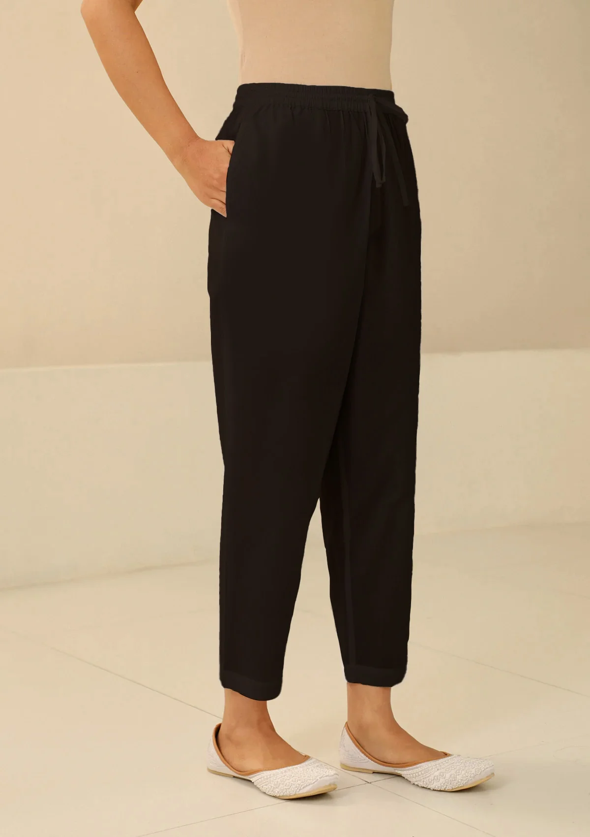 HOC Cotton Solid Women's Pants - Black