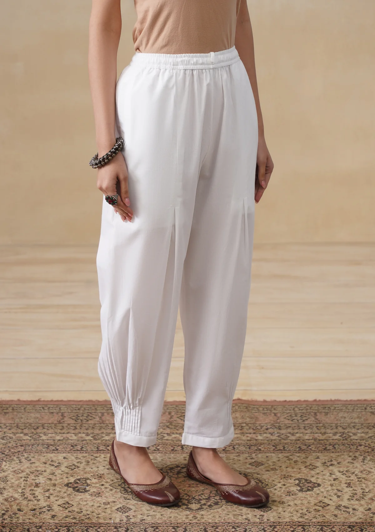HOC Cotton Women's Solid Afghani Pant - White - Image 3