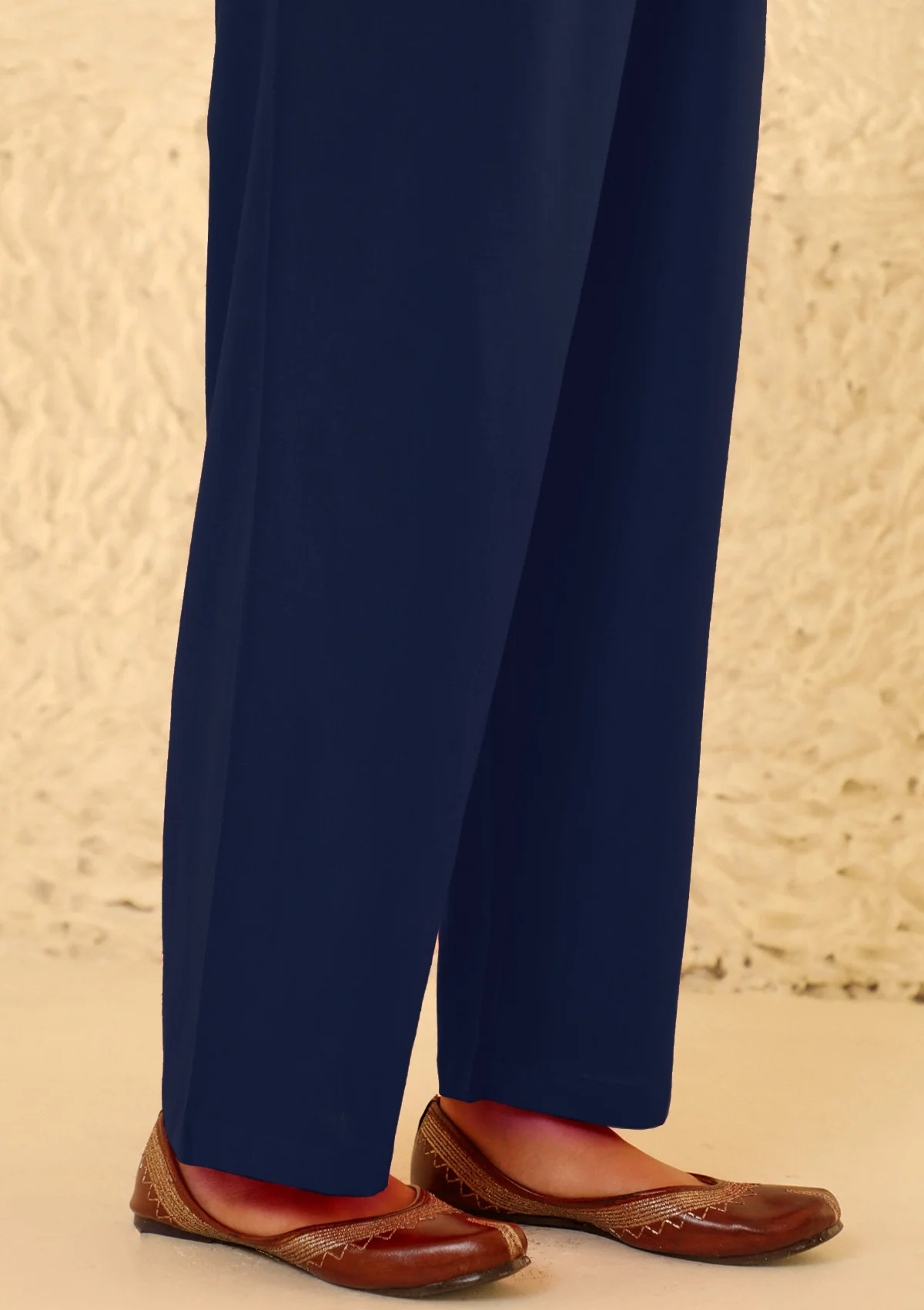HOC Cotton Loom Women's Solid Straight Pant - Navy Blue - Image 3