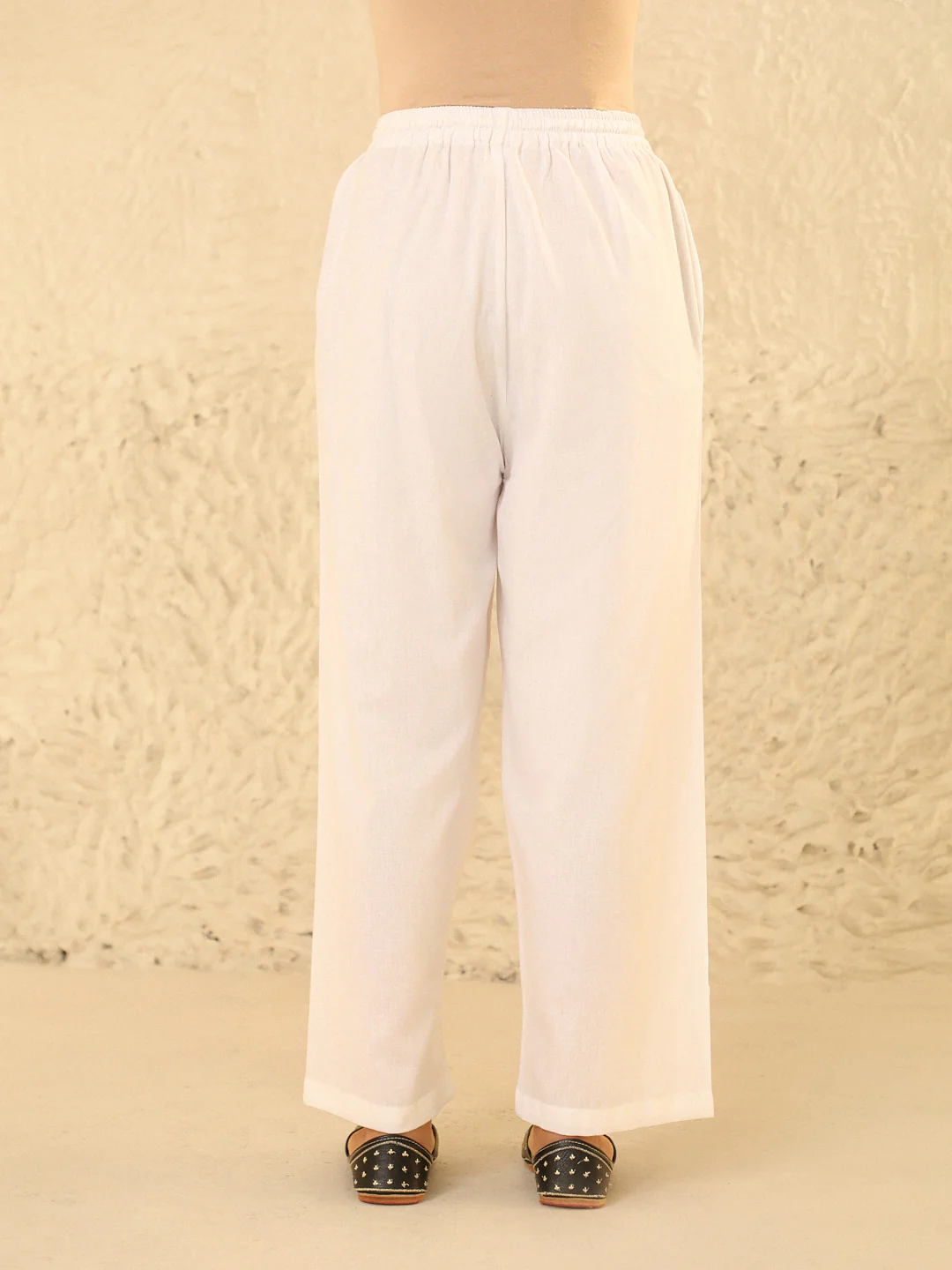 HOC Cotton Loom Women's Solid Straight Pant - White - Image 4