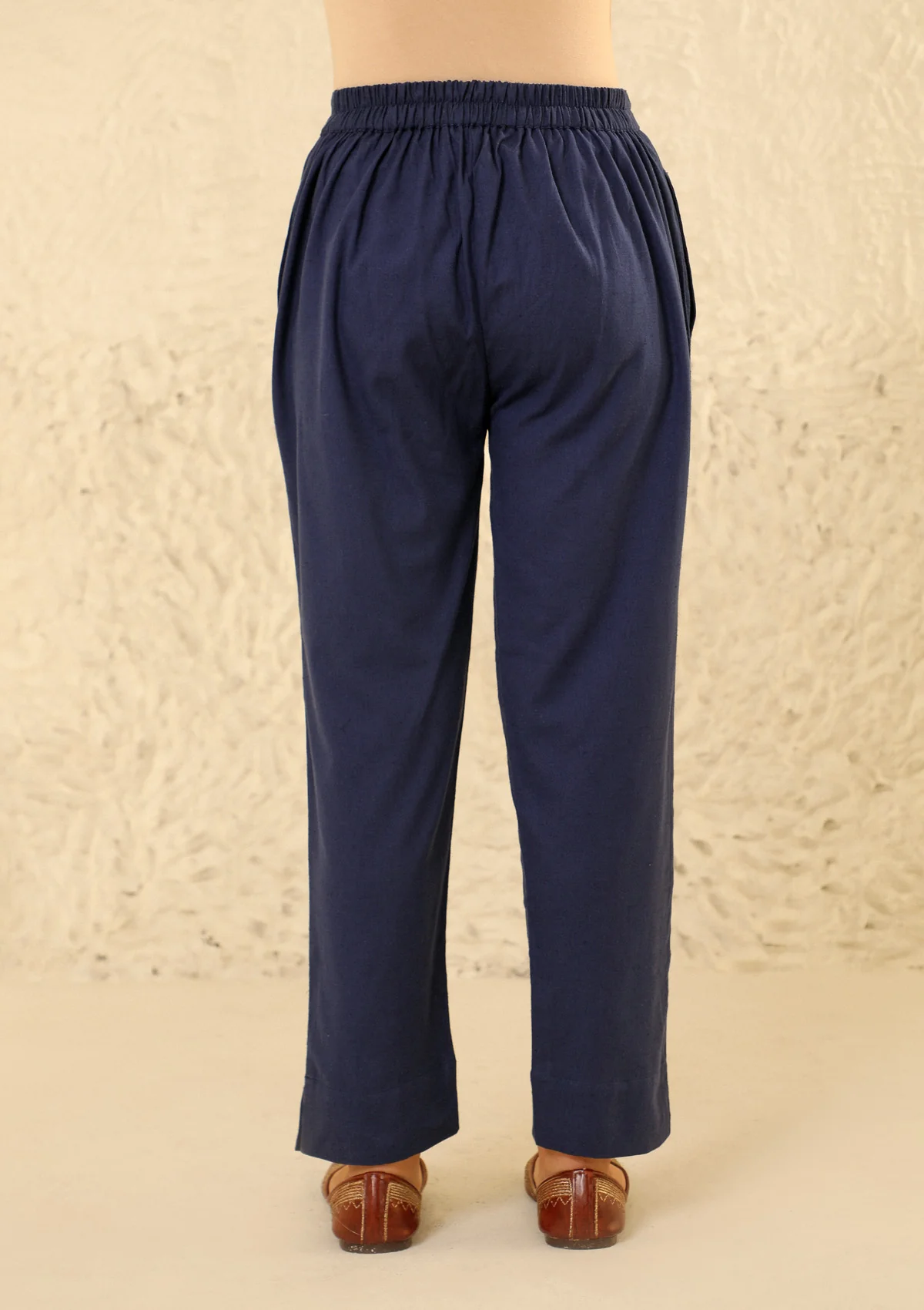 HOC Cotton Loom Women's Solid Tapered Pant - Navy Blue - Image 5