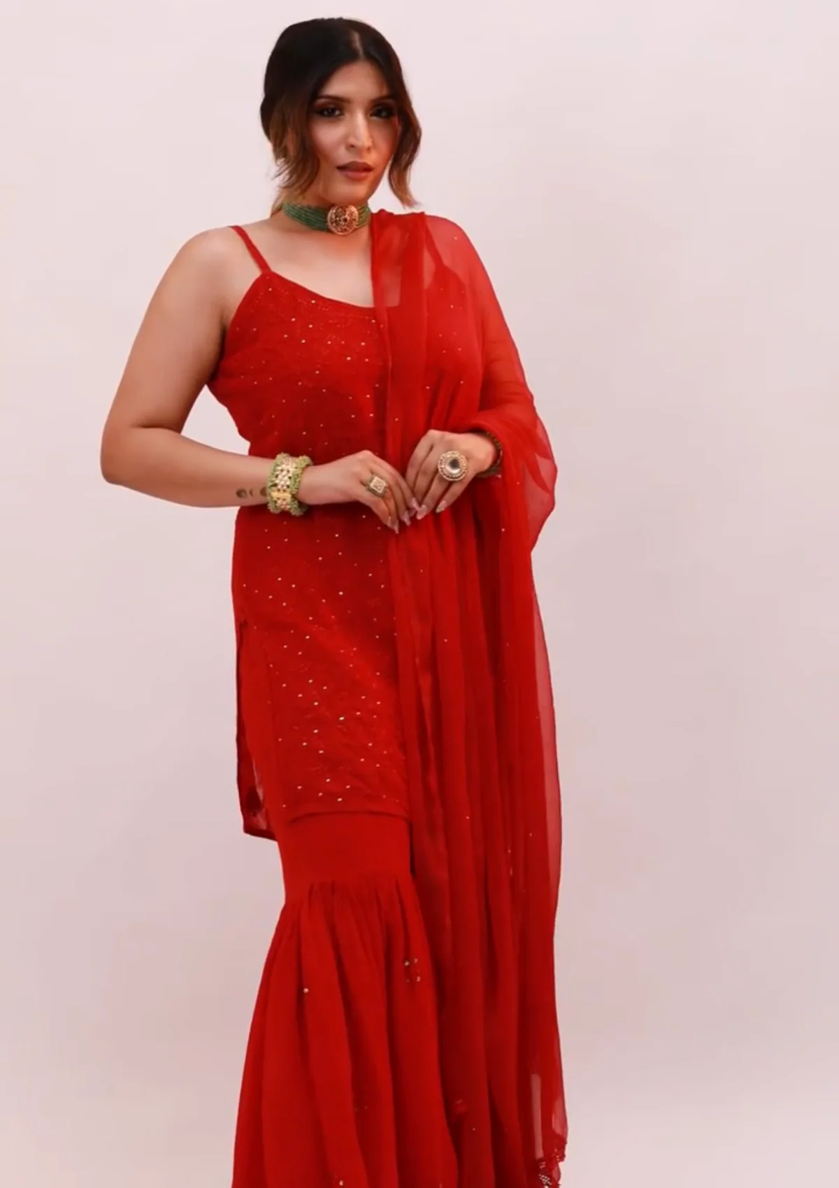 HOC Dia Chikankari Georgette Straight Kurta Set - Image 6