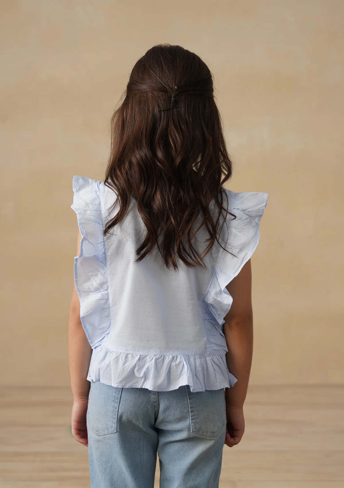 HOC Cotton Chikankari Solid Girls Short Top - Light Blue - Image 8
