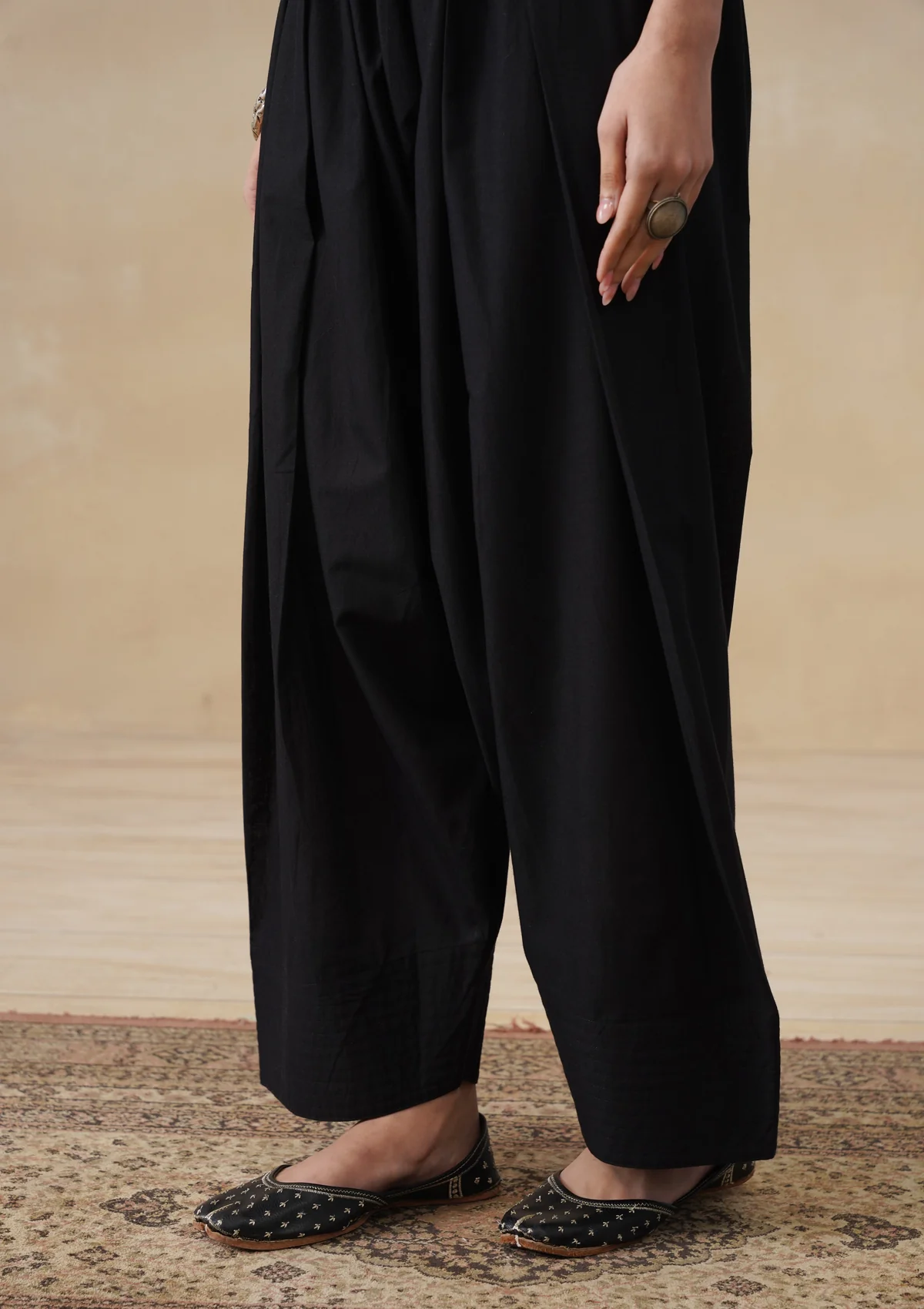 HOC Cotton Solid Women's Farshi Bottom-Black - Image 4