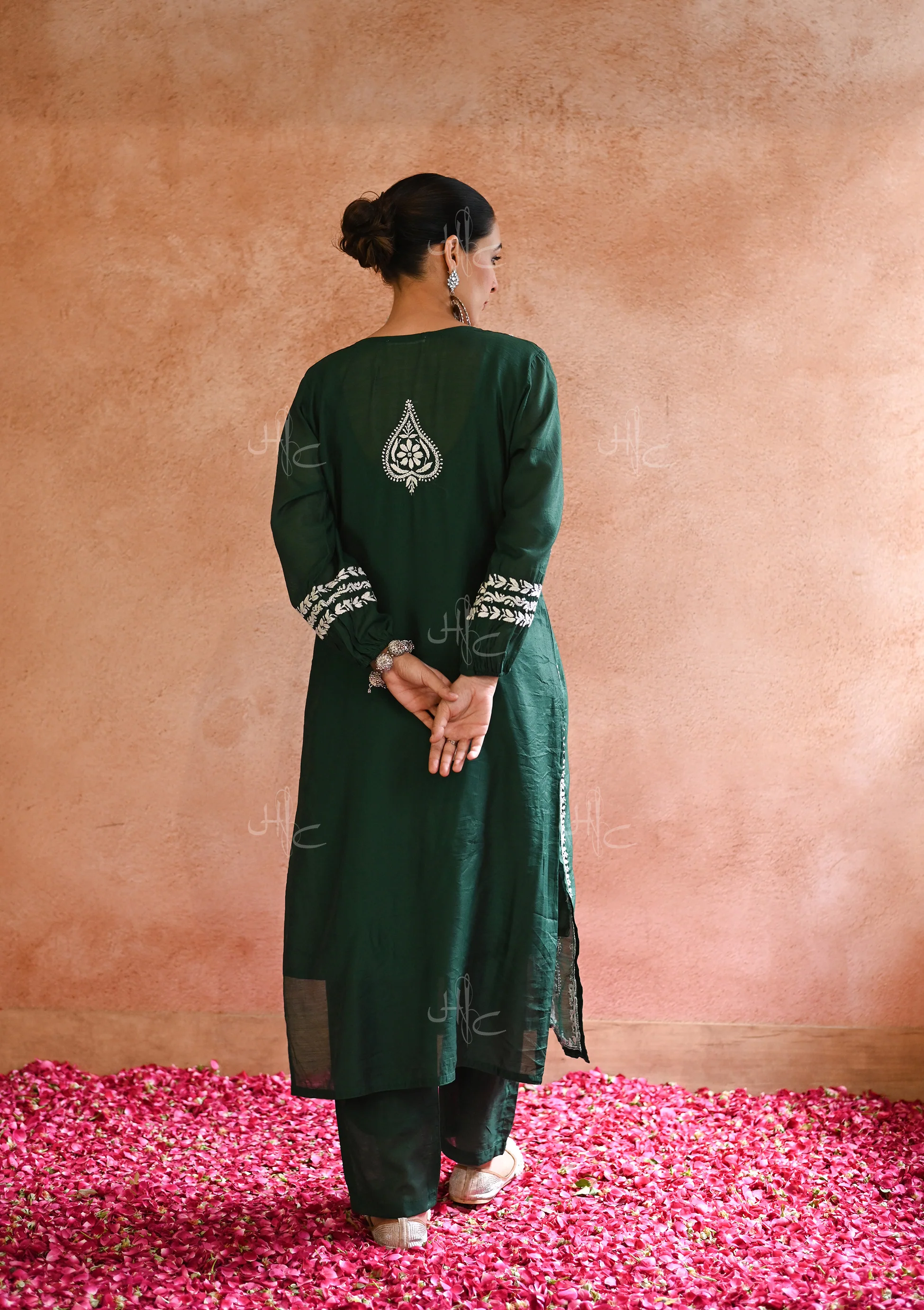 HOC Kajra Chikankari Chanderi Straight Kurta Set - Image 7