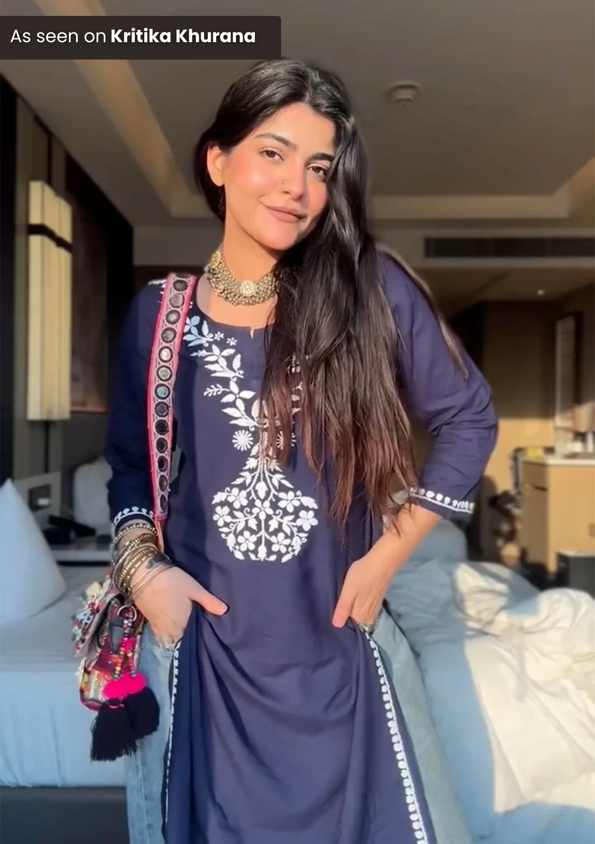 HOC Karima Chikankari Rayon Straight Kurta Set - Image 4