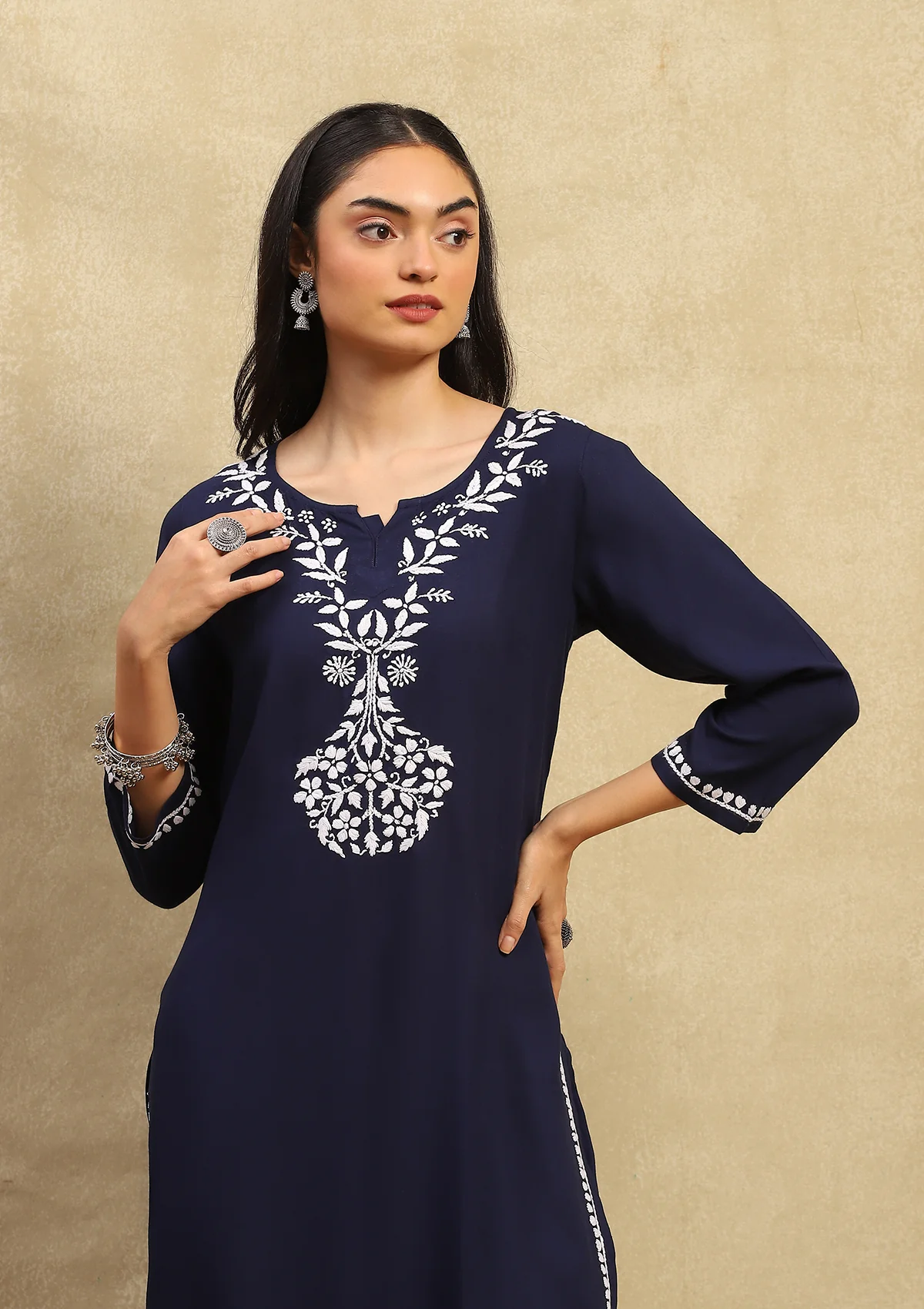 HOC Karima Chikankari Rayon Straight Kurta Set - Image 6