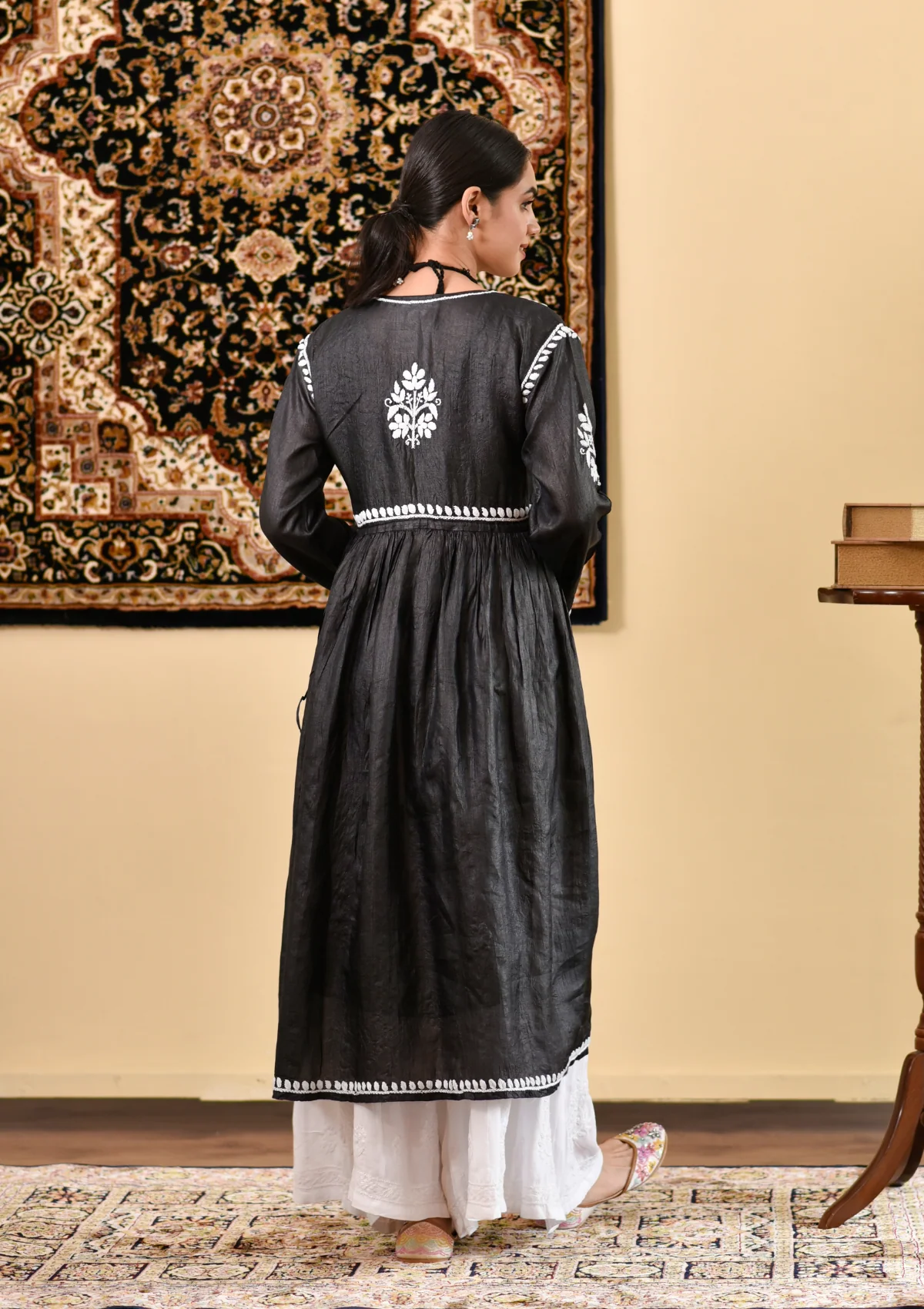 HOC Masoom Chikankari Silk A-Line Gown - Image 4