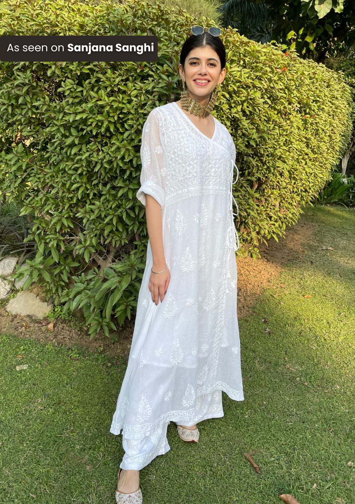 HOC Nazakat Chikankari Kota Angrakha with Inner - Image 3