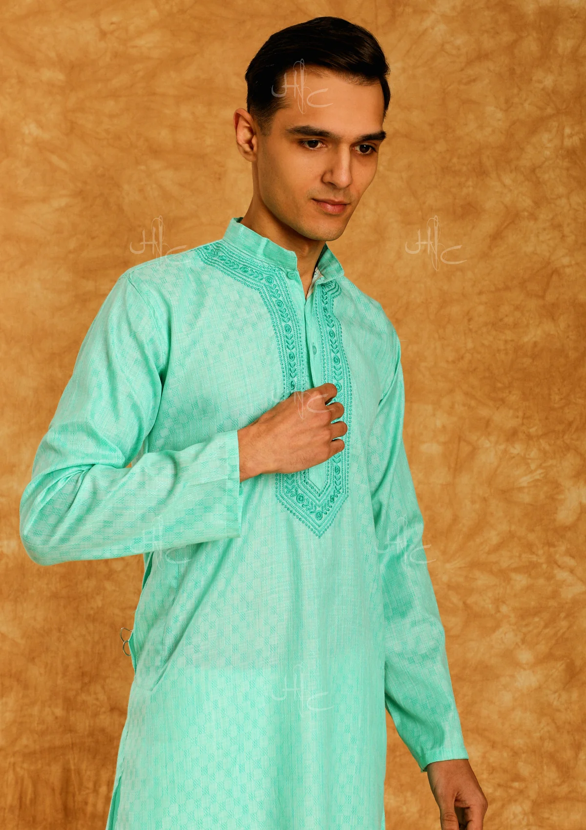 HOC Rauf Embroidered Rayon Straight Men's Kurta - Image 4