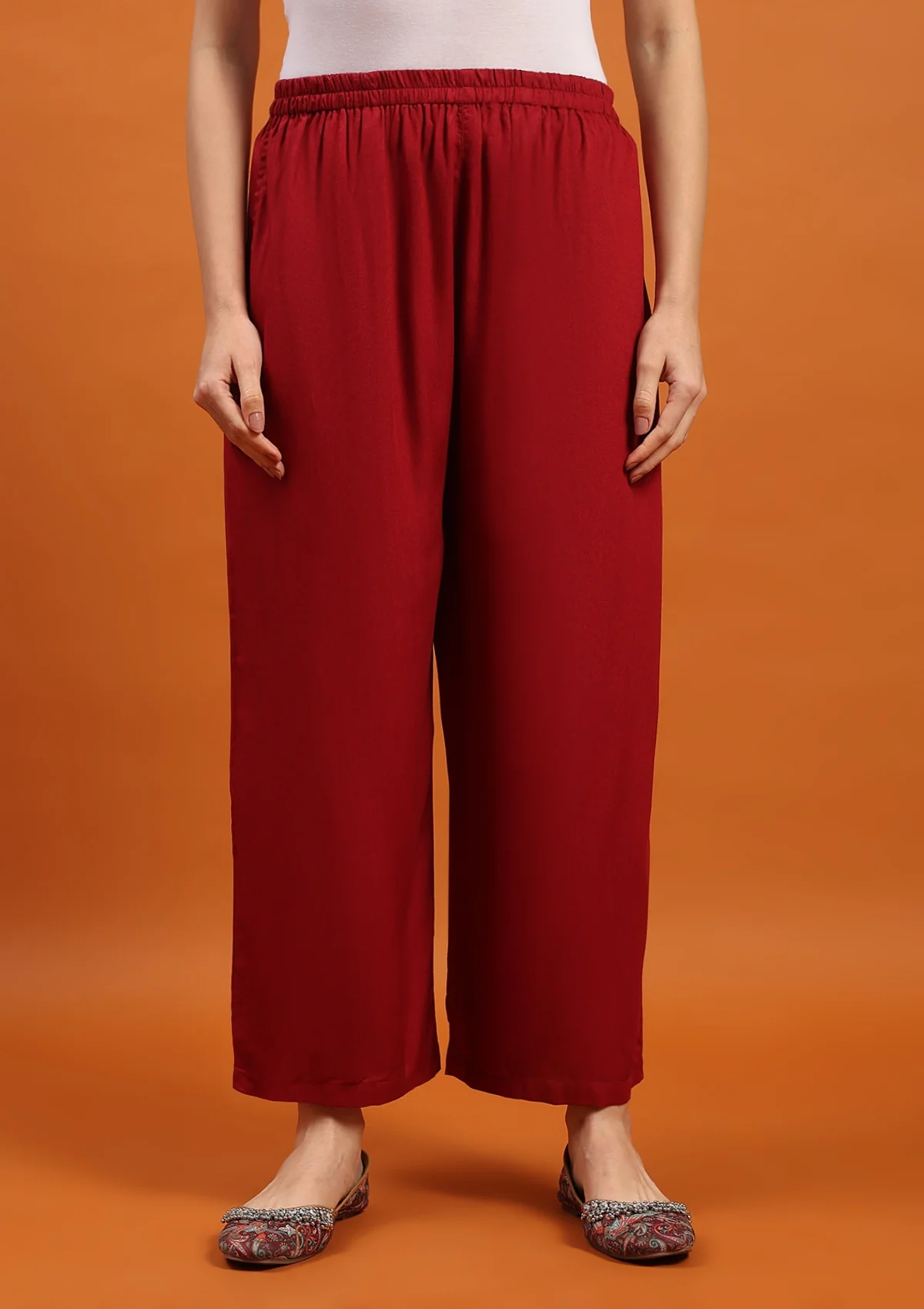 HOC Rayon Solid Women's Palazzo- Maroon