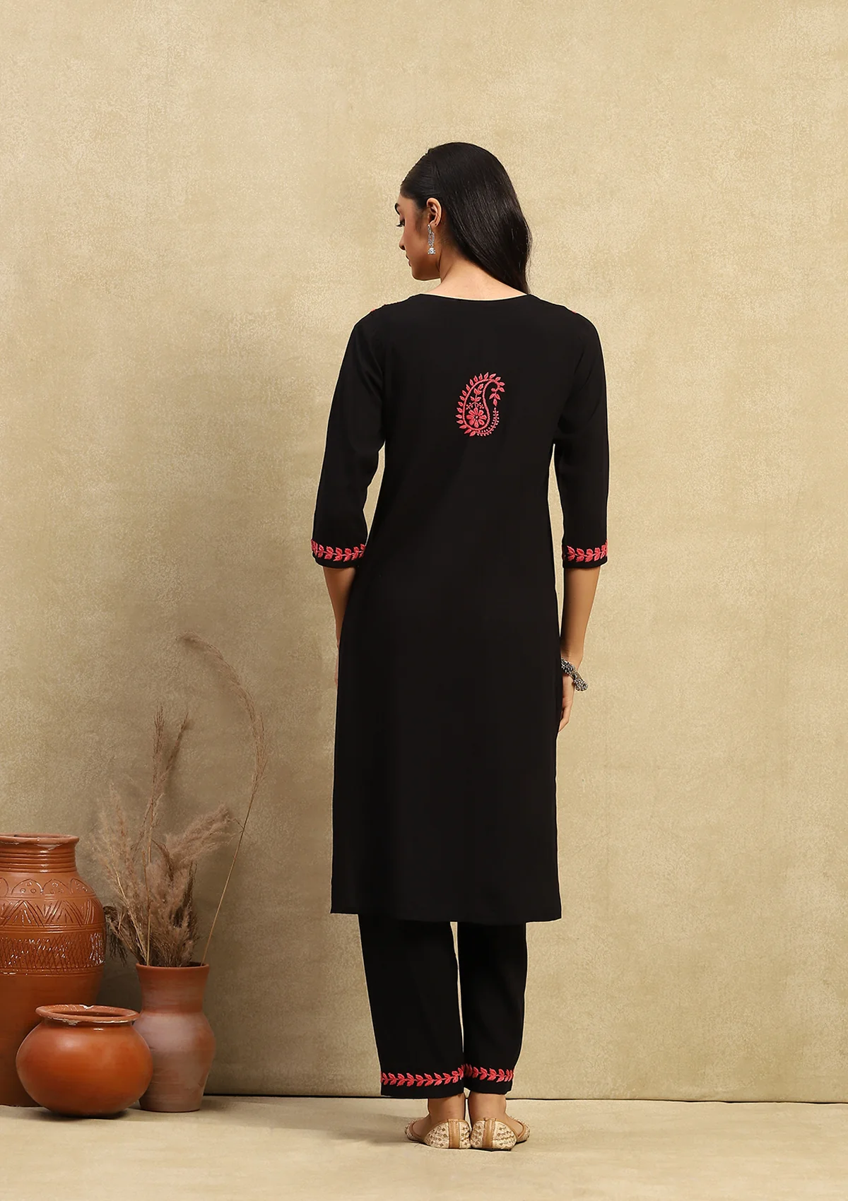 HOC Rubaab Chikankari Rayon Straight Kurta Set - Image 5