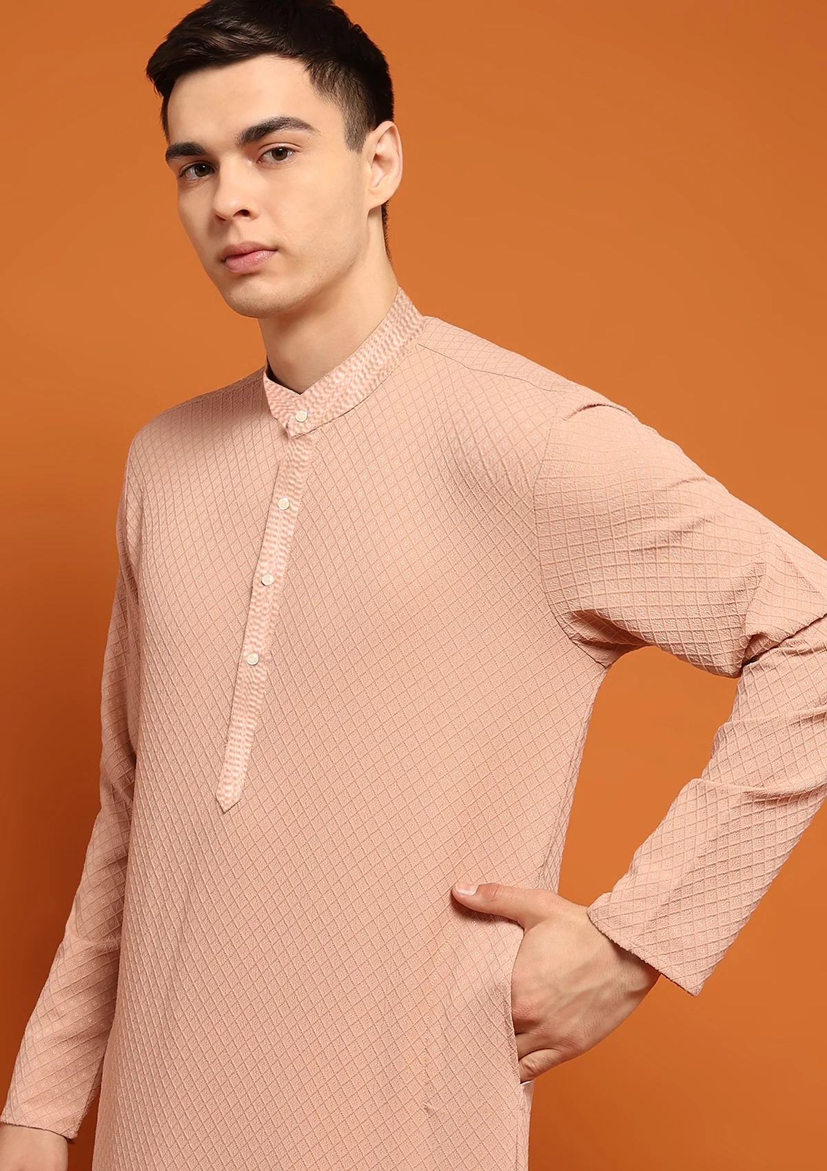 HOC Shaan Chikankari Cotton Straight Men's Kurta - Image 5