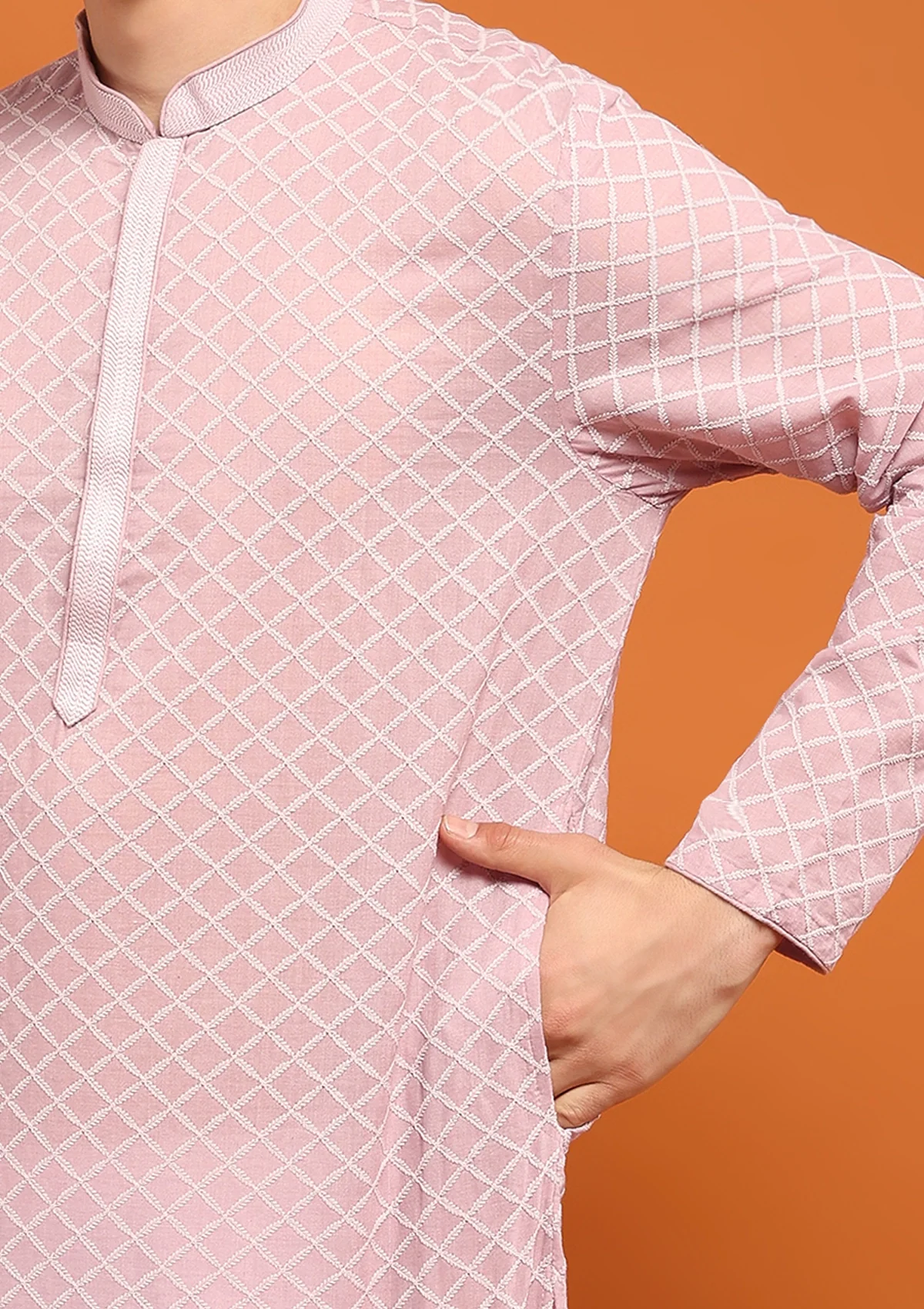 HOC Shaan Chikankari Cotton Straight Men's Kurta - Image 6