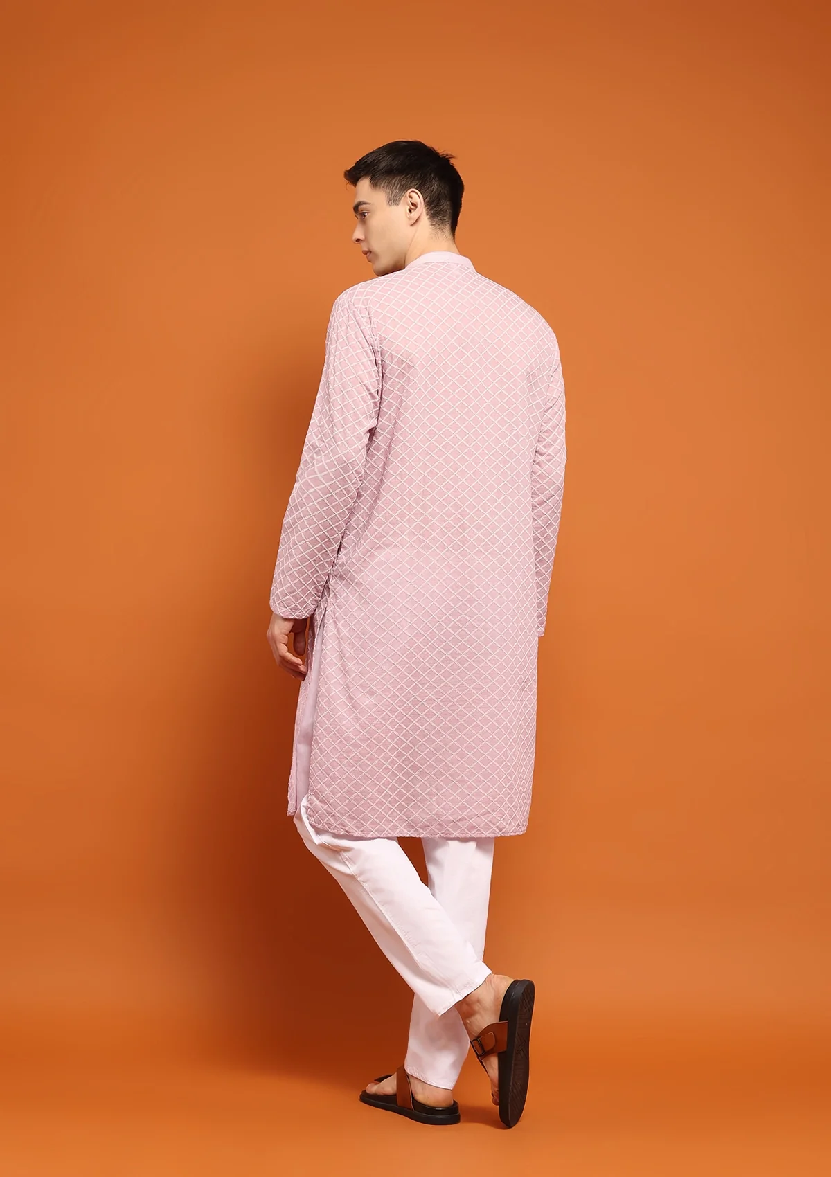 HOC Shaan Chikankari Cotton Straight Men's Kurta - Image 7