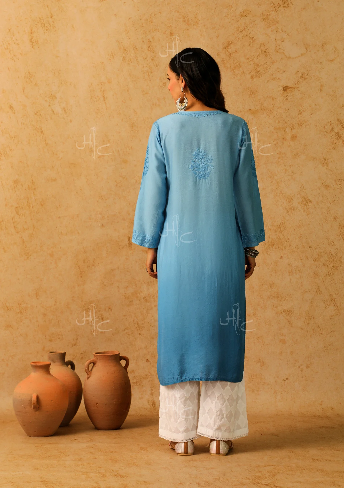 Shab Chikankari Chanderi Straight Kurta - Image 6