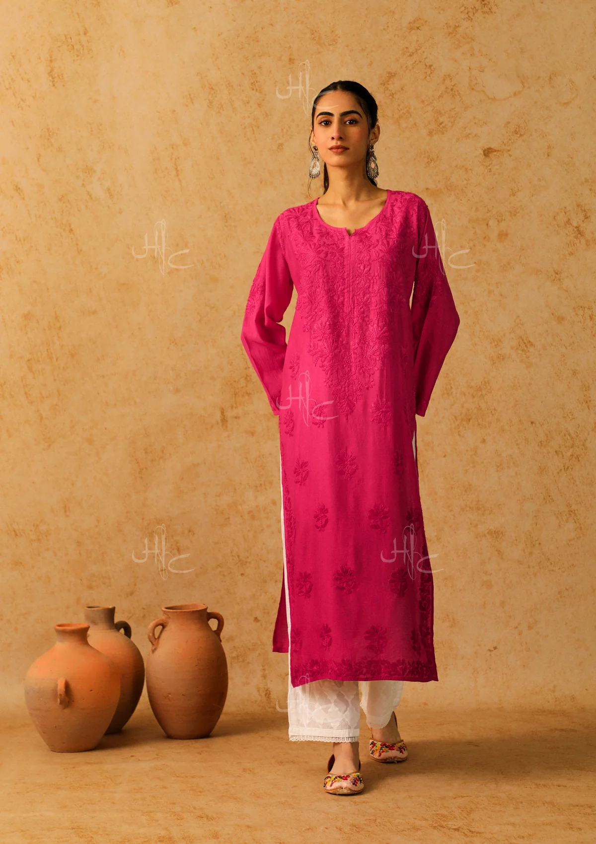 Shab Chikankari Chanderi Straight Kurta - Image 5