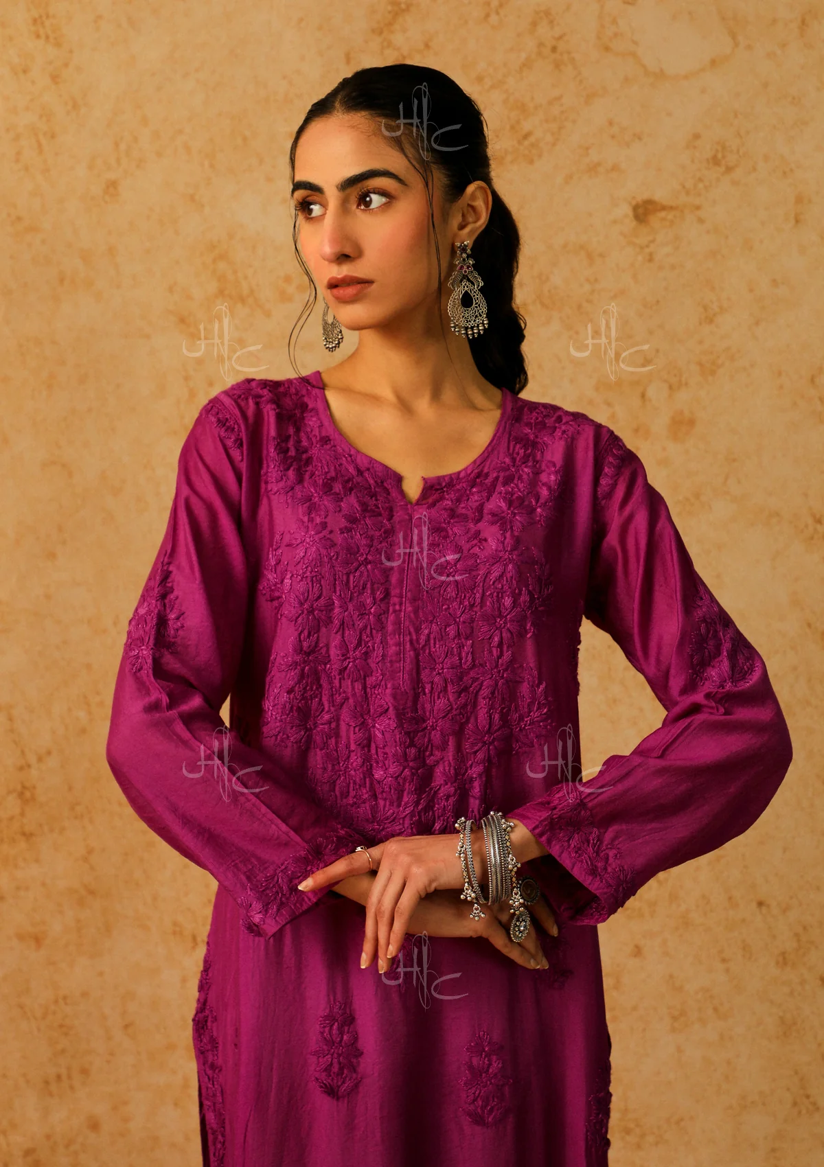 Shab Chikankari Chanderi Straight Kurta - Image 2