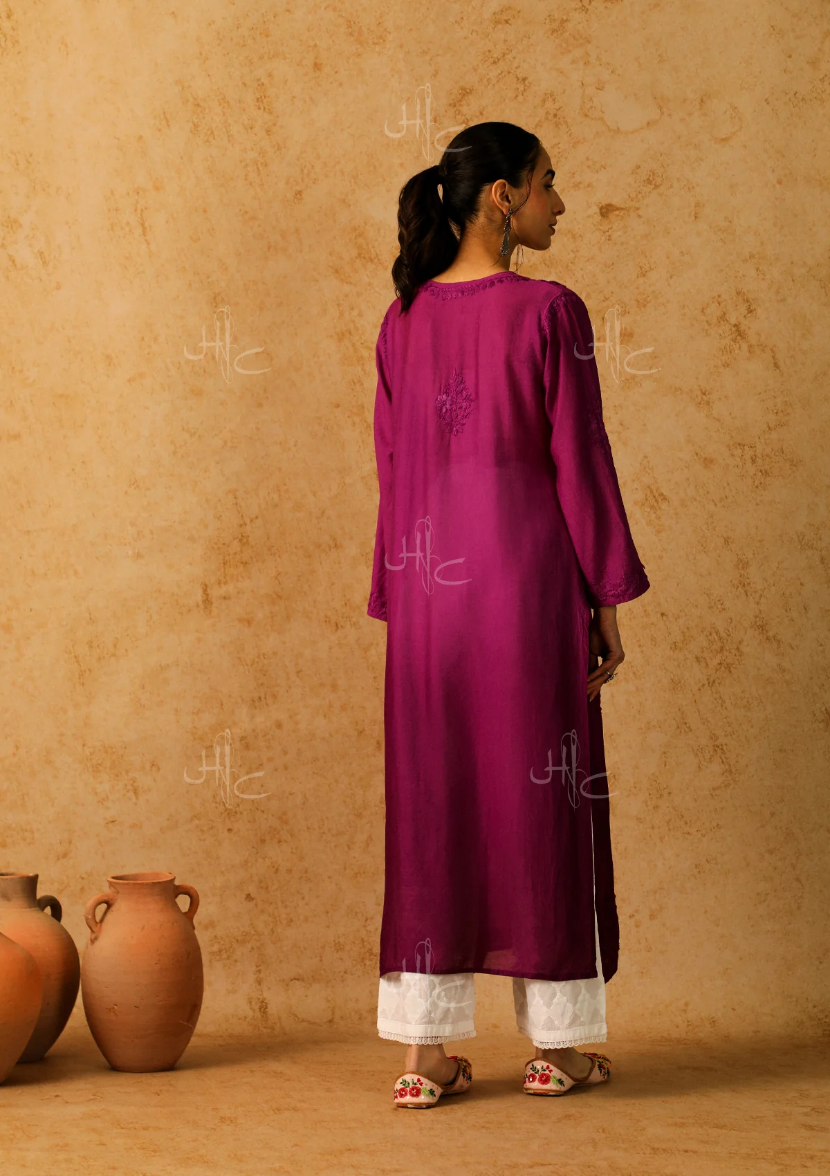 Shab Chikankari Chanderi Straight Kurta - Image 6
