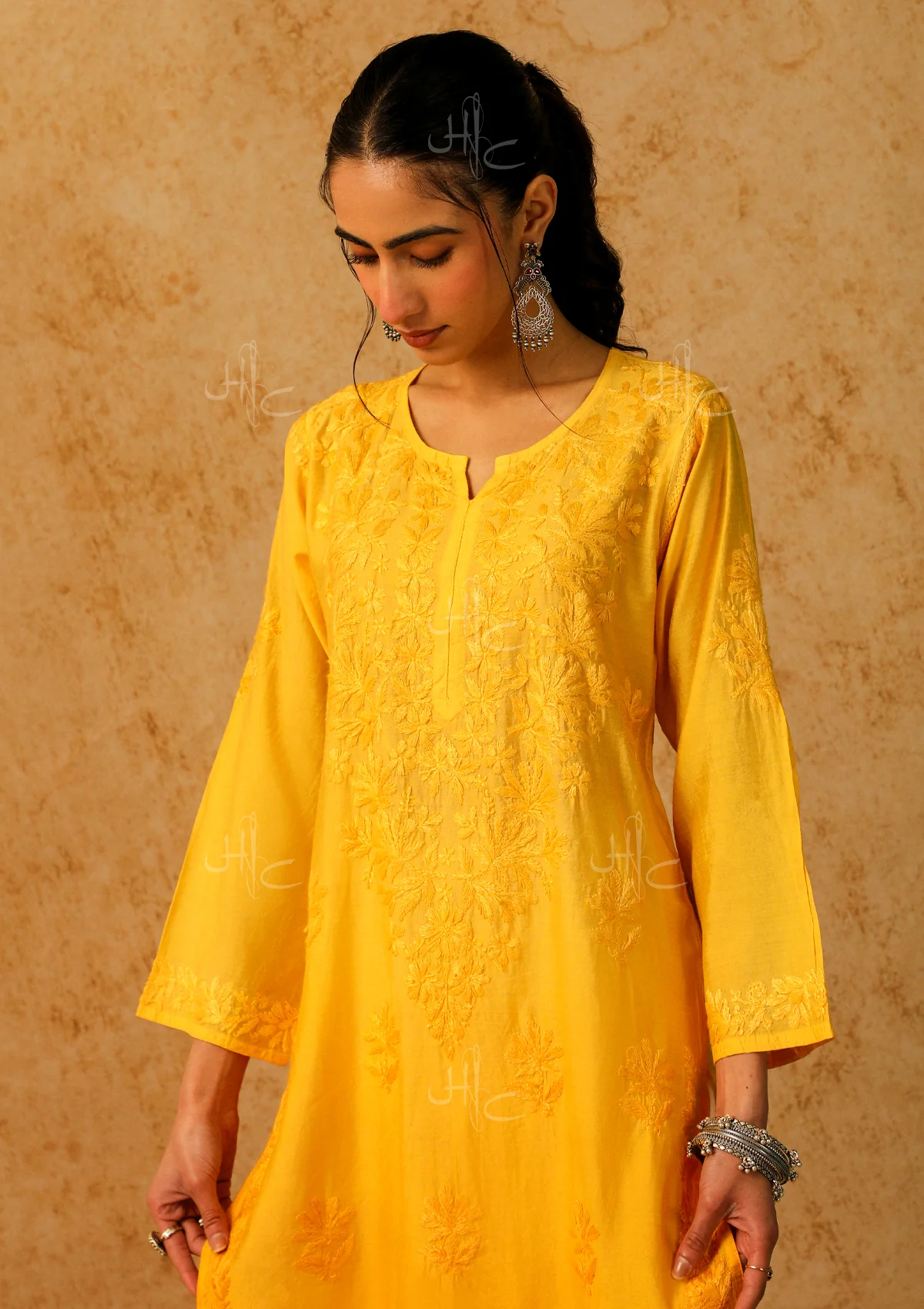 Shab Chikankari Chanderi Straight Kurta - Image 2