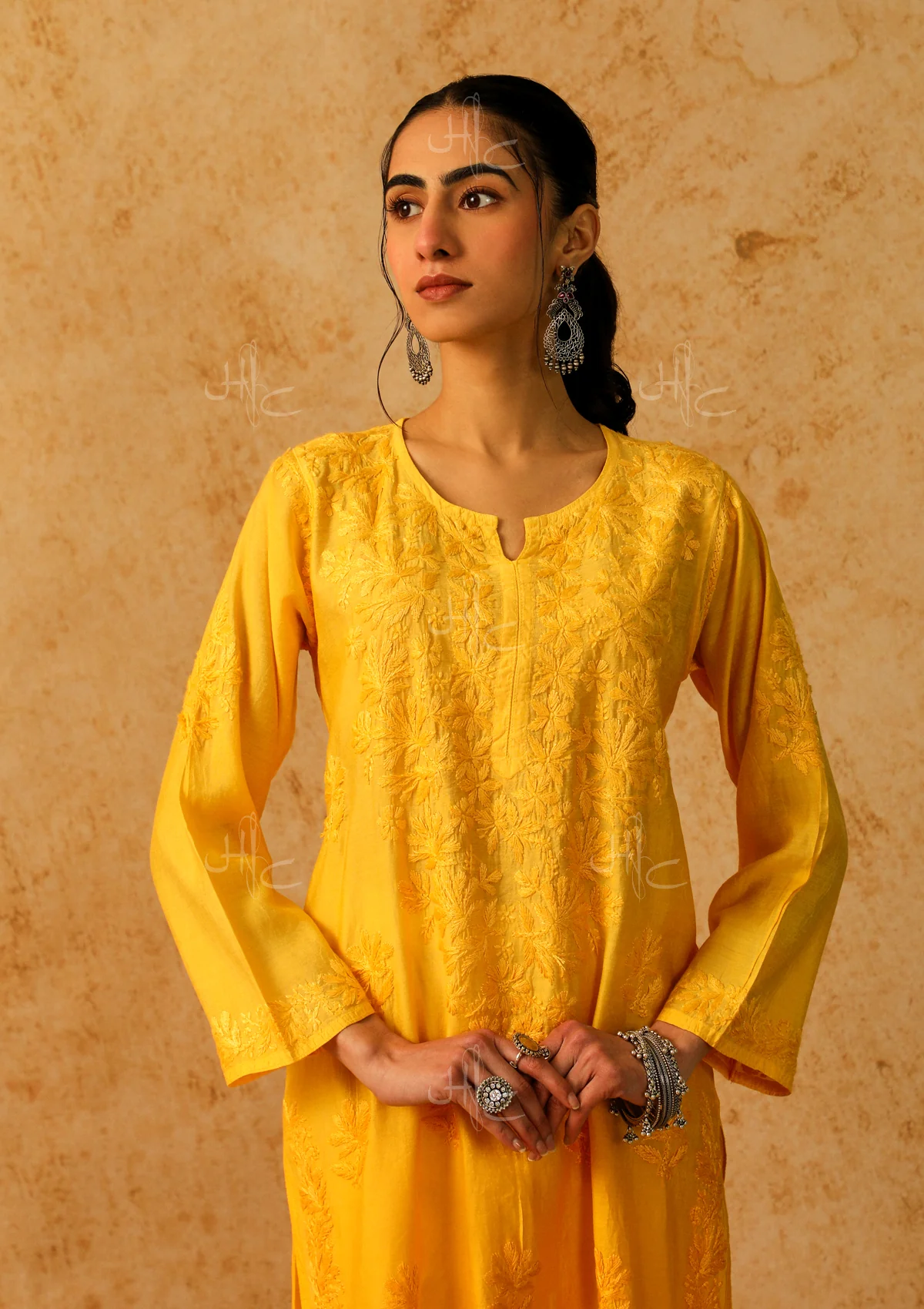 Shab Chikankari Chanderi Straight Kurta - Image 5